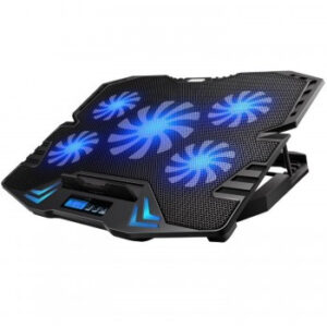 EWENT BASE DE REFRIGERACION PARA PORTATILES HASTA 17" CON 5 VENTILADORES SILENCIOSO + 2 PUERTOS USB + 5 VELOCIDADES DEL VENTILADOR Y 2 MODOS DE REFRIGERACION (EW1259)