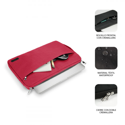 SUBBLIM URBAN LAPTOP SLEEVE 15,6" RED - Imagen 3