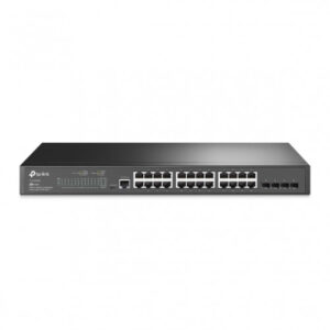 TP-LINK PUERTOS GIGABIT,24 PUERTOS RJ45 GIGABIT Y 4 RANURAS SFP GIGABIT PROPORCIONAN CONEXIONES DE ALTA VELOCIDAD,INTEGRADO EN OMADA SDN,GESTION CENTRALIZADA,ENRUTAMIENTO ESTATICO,ESTRATEGIAS DE SEGURIDAD SOLIDAS,QOS L2 / L3 / L4 E IGMP SNOOPING.WEB,