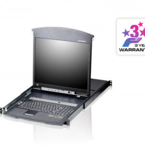 Aten Consola LCD dual rail con switch KVM integrado multi-interfaz Cat 5 de 8 puertos