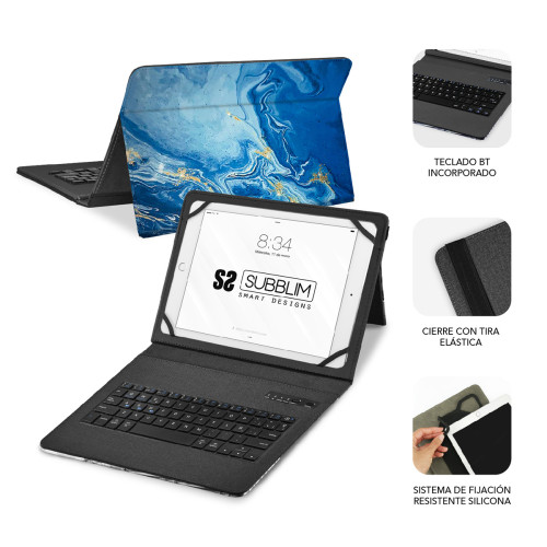 SUBBLIM Funda con Teclado Keytab Pro BT Trendy Marmol Azul - Imagen 4