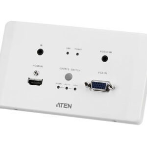 ATEN Transmisor encastrable (EU) HDMI y VGA HDBaseT con embellecedor / POH (4K a 100 m) (HDBaseT Clase A)