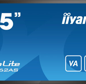 MONITOR IIYAMA 55" 4K 20P TACTIL IPS (T5562AS-B1) 3840X2160 / OPERACION 24/7 / HDMIX3 / HORIZONTAL Y APAISADO / 420CD/M2, 1200:1, 8MS, USB TOUCH INTERFACE, RS232C / 16GB EMMC / 2G RAM / 1GB EMBEDDED / SD CARD SLOT / ESHARE / VESA 200 MM