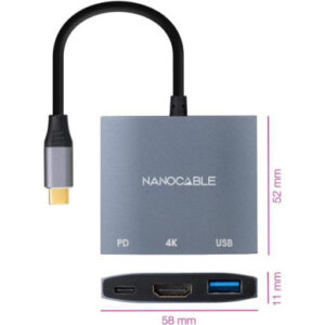 NANOCABLE CONVERSOR USB-C A HDMI/H-USB3.0/H-USB-C PD/H 15 CM