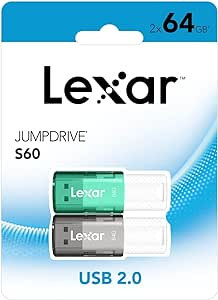 LEXAR 2X64GB PACK JUMPDRIVE S60 USB 2.0 FLASH DRIVE