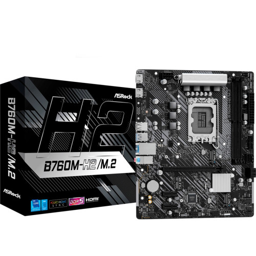 PLACA ASROCK B760M-H2/M.2,INTEL,1700,B760,2DDR5,96GB,HDMI+DP,4SATA+2M.2,5USB 3.2+1USB-C,GBLAN,MATX