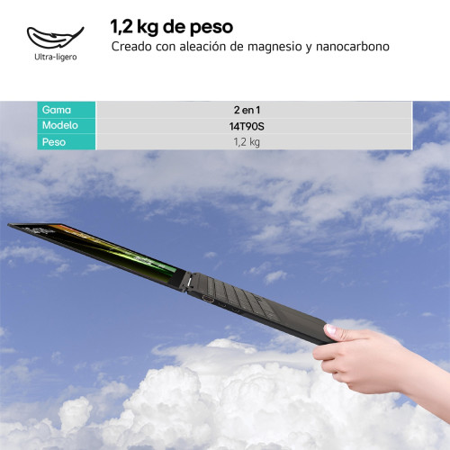 LG PORTATIL GRAM 2 EN 114T90S. W11 HOME. INTEL CORE ULTRA 7. 16GB. 512GB SSD. 1,2KG - Imagen 2