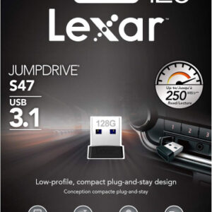 Lexar JumpDrive S47 unidad flash USB 128 GB USB tipo A 3.2 Gen 1 (3.1 Gen 1) Negro