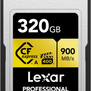 LEXAR 320GB PROFESSIONAL CFEXPRESS TYPE A CARD GOLD SERIE, UP TO 900MB/S READ 800MB/S WRITE. VPG 400