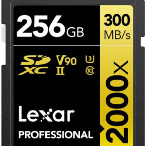 LEXAR 256GB PROFESSIONAL 2000X SDXC UHS-II CARDS, UP TO 300MB/S READ 260MB/S WRITE C10 V90 U3