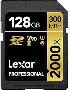 LEXAR 128GB PROFESSIONAL 2000X SDXC UHS-II CARDS, UP TO 300MB/S READ 260MB/S WRITE C10 V90 U3