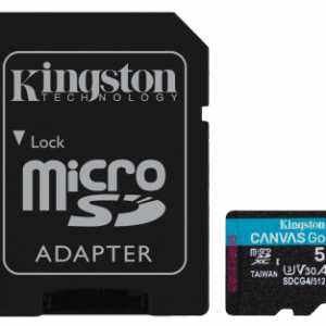 Kingston Technology Tarjeta microSDXC Canvas Go Plus Gen4 de 512 GB, 200 MB/s, A2 U3 V30 y adaptador