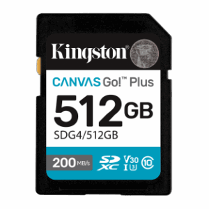 Kingston Technology 512GB SDXC Canvas Go Plus Gen4 200MB/s C10 UHS-I U3 V30