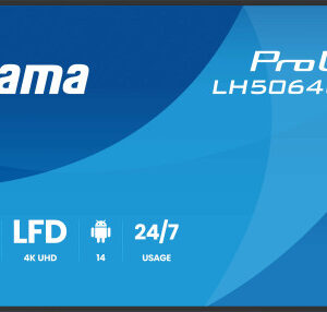 iiyama LH7564UHS-B1AG pantalla de señalización Pantalla plana para señalización digital 190,5 cm (75") Wifi 500 cd / m² 4K Ultra HD Negro Android 24/7