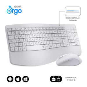 SUBBLIM Teclado con ratón COMBO DUAL OFFICE PROWAVE WHITE