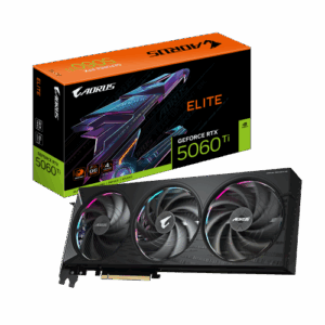 GIGABYTE AORUS GeForce RTX 5060 Ti ELITE 16G Tarjeta Gráfica – 16 GB GDDR7, 128 bits, PCI-E 5.0, 2722 MHz Frecuencia del núcleo, 3 x DisplayPort, 1 x HDMI, GV-N506TAORUS E-16GD