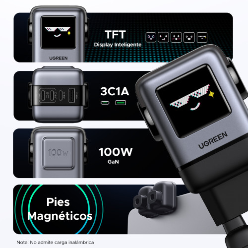 Ugreen 45515B cargador de dispositivo móvil Ordenador portátil, Teléfono móvil, Portátil, Batería portátil, Teléfono Gris Corriente alterna Carga rápida Interior - Imagen 6