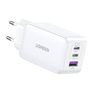 Ugreen Nexode USB-A+2*USB-C 65W GaN Tech Fast Charger White Lector de libros electrónicos, Auriculares, Auriculares, Teléfono IP, Teclado, Ordenador portátil, Teléfono móvil, Ratón, Portátil, Consola de juegos portátil, Batería portátil, Stylus (lápi