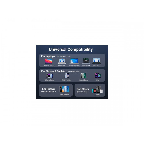 Ugreen 130W 3-Port Fast Car Char gray Auriculares, Ordenador portátil, Teléfono móvil, Portátil, Batería portátil, Teléfono Gris Encendedor de cigarrillos Auto - Imagen 5