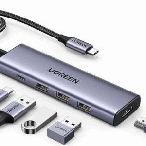 Ugreen 15596 base para portátil y replicador de puertos Alámbrico USB 3.2 Gen 1 (3.1 Gen 1) Type-A + Type-C Aluminio