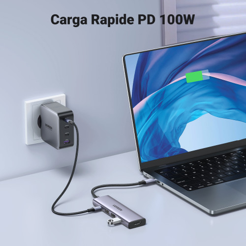 Ugreen 15596 base para portátil y replicador de puertos Alámbrico USB 3.2 Gen 1 (3.1 Gen 1) Type-A + Type-C Aluminio - Imagen 9