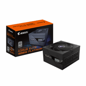 GIGABYTE AORUS ELITE P1000W ICE Fuente de Alimentación - PCIe 5.0, 80 PLUS Platinum, Diseño completamente modular, Ventilador de 120 mm, Compatible con ATX 3.0, Enchufe UE