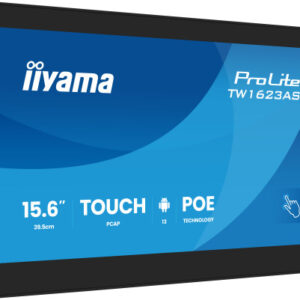 IIYAMA 15,6" PANEL-PC ANDROID 13+GMS, SOC QUAD-CORE RK3568 4GB, 32GB, 10-POINTS TOUCH, 1920X1080, IPS , SPEAKERS, MIC , POE, WIFI, BT5.2, MICRO-SD SLOT, HDMI-OUT, 3X USB, 385CD/M2, CABLE COVER, IISIGNAGE2 SUPPORTED (TW1623AS-B3P)