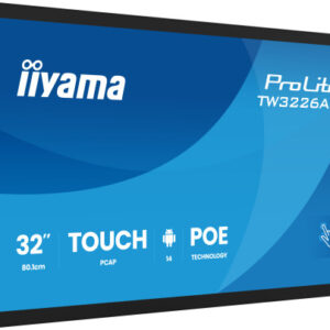 IIYAMA 32" PANEL-PC ANDROID 14+GMS, SOC OCTO-CORE RK3576 4GB, 32GB, 10-POINTS TOUCH, 1920X1080, VA PANEL, SPEAKERS, MIC, POE, WIFI, BT5.3, MICRO-SD SLOT, HDMI-IN, 3X USB, 430CD/M2, IISIGNAGE2 SUPPORTED, FLUSH WALL-MOUNT INCLUDED (TW3226AS-B3P)