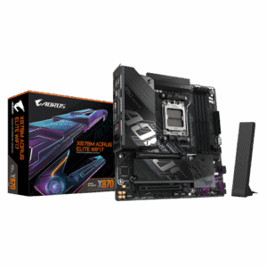 GIGABYTE X870M AORUS ELITE WIFI7 Placa Base – Compatible con procesadores AMD Ryzen 9000, VRM digital de 14+2+2 fases, hasta 8200 MHz DDR5 (OC), 1 x PCIe 5.0 + 1 x PCIe 4.0, Wi-Fi 7, LAN 2.5 GbE, USB 4