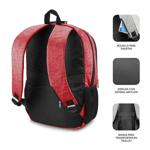 SUBBLIM Mochila para Portátil Urban Lock Backpack 16" Red - Imagen 4