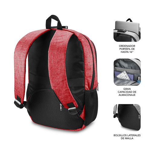 SUBBLIM Mochila para Portátil Urban Lock Backpack 16" Red - Imagen 5