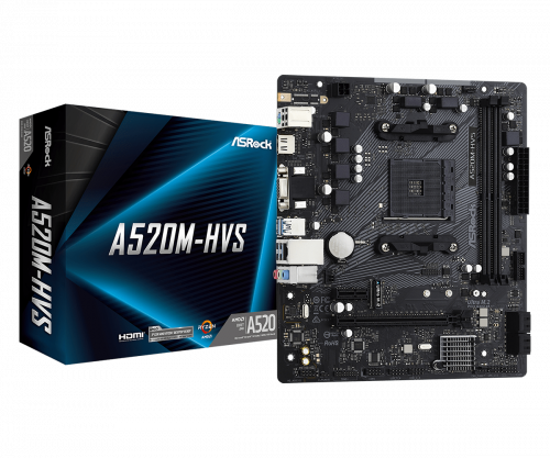 PLACA ASROCK A520M-HVS,AMD,AM4,A520,2DDR4,64,VGA+HDMI,4SATA3,1M.2,4USB2.0,2USB3.2,USB-C,1GB,MATX - Imagen 2