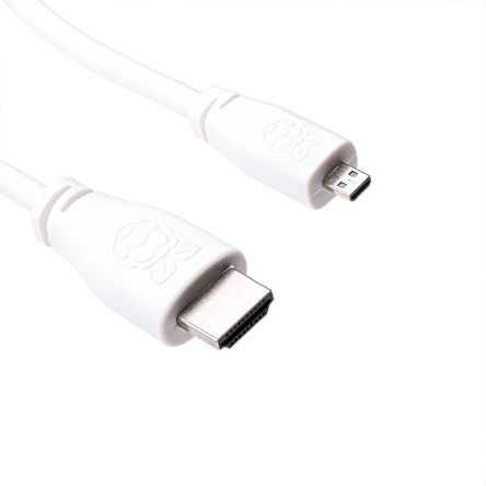 Raspberry Pi T7689AX cable HDMI 1 m HDMI tipo A (Estándar) HDMI tipo D (Micro) Blanco - Imagen 2