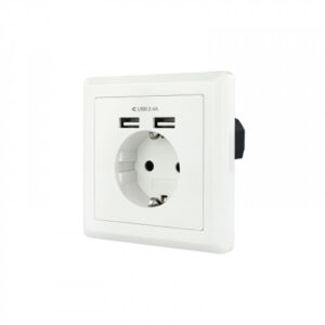 Nanocable Base de enchufe de pared tipo schuko con 2 tomas USB Max. 2.4A, blanca
