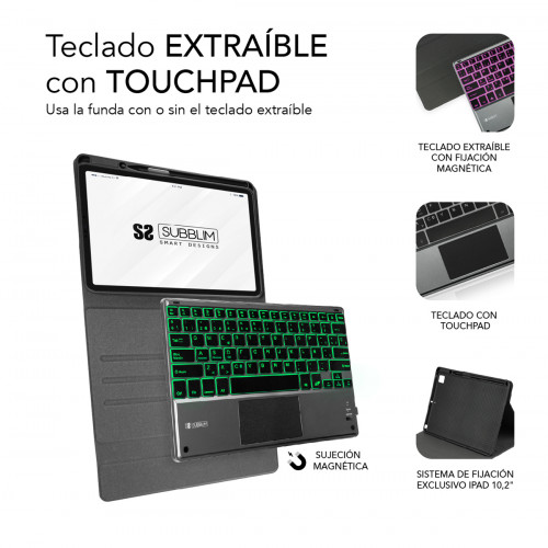 SUBBLIM Funda con Teclado Retroiluminado KEYTAB Pro BL BT Touchpad Ipad Pro 11 2020 Black - Imagen 4