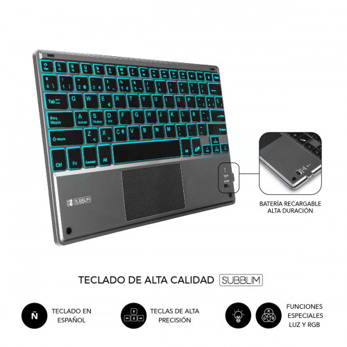 SUBBLIM Funda con Teclado Retroiluminado KEYTAB Pro BL BT Touchpad Ipad Pro 11 2020 Black - Imagen 7