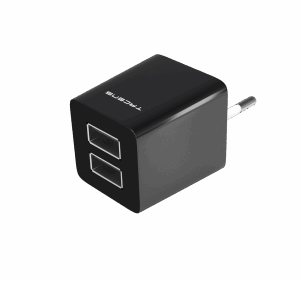 TACENS ANIMA AUSB1 USB CHARGER, 2x USB PORTS, 2.1A ULTRAFAST CHARGE, LIGHWEIGT AND COMPACT SIZE DESIGN, EU CONNECTOR, BLACK/WHITE DESIGN