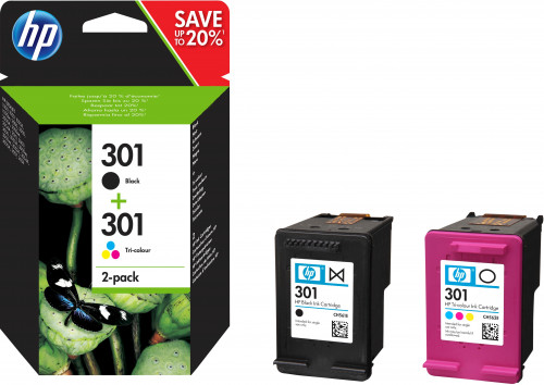 TINTA HP NEGRO HP301 PACK (NEGRO/TRICOLOR) N9J72AE - Imagen 2