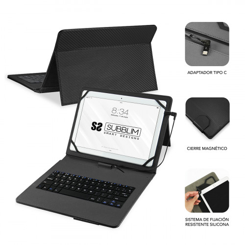SUBBLIM Funda con Teclado Micro USB - USB C KEYTAB PRO USB 10,1" Black - Imagen 3