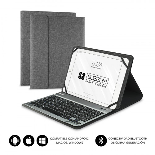 SUBBLIM Funda con Teclado KEYTAB PRO BLUETOOTH 10,1" Grey - Imagen 2