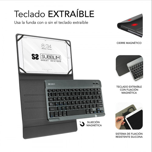 SUBBLIM Funda con Teclado KEYTAB PRO BLUETOOTH 10,1" Black - Imagen 4