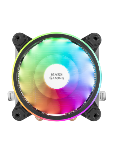 MARS GAMING MCPU220 CPU COOLER, ARGB 12CM PWM FAN, 4X HEATPIPE, 140W, BLACK - Imagen 3