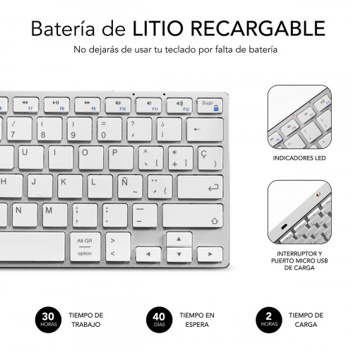SUBBLIM Teclado Wireless Bluetooth Aluminio Advance Compact - Imagen 5