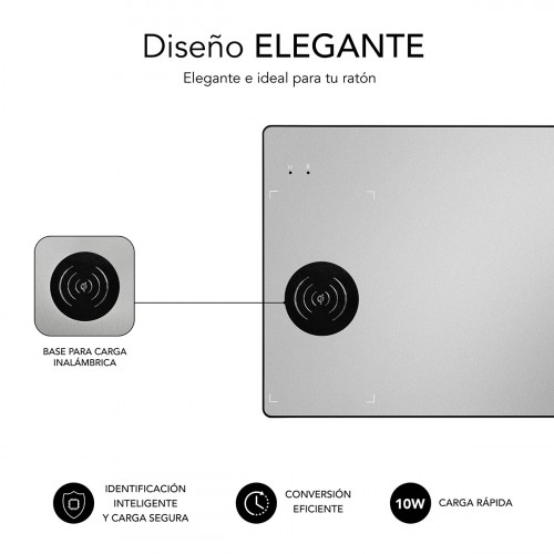 SUBBLIM Alfombrilla con cargador Inalámbrico Mousepad Wireless Charger Aluminum Silver 10W - Imagen 5