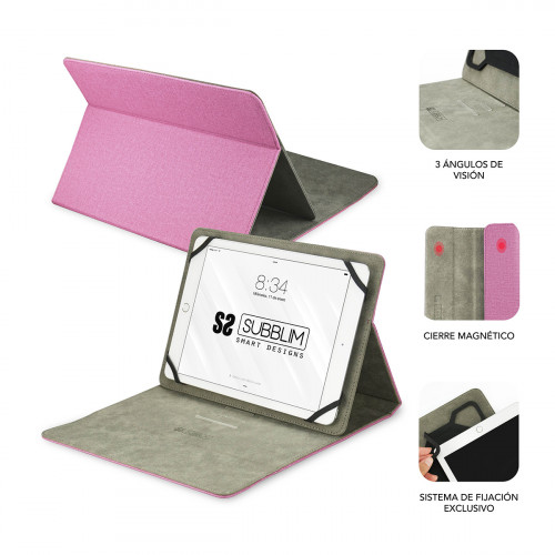 SUBBLIM Funda Tablet Clever Stand Tablet Case 10,1" Pink - Imagen 3