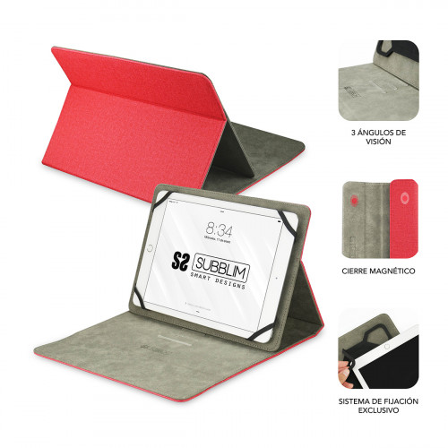 SUBBLIM Funda Tablet Clever Stand Tablet Case 10,1" Red - Imagen 3