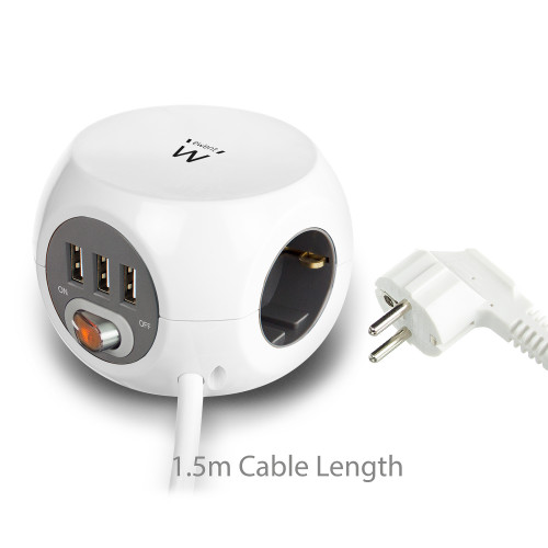 Ewent EW3939 base múltiple 1,5 m 3 salidas AC Interior Blanco - Imagen 6