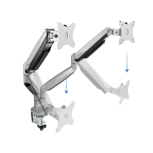 TooQ Soporte de Mesa Giratorio e Inclinable para 2 Pantallas - Imagen 5