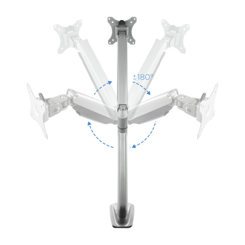 TooQ Soporte de Mesa Giratorio e Inclinable para Pantalla (Monitor / TV Plasma / LCD / LED) 13” – 32”, de Un Brazo, Plata - Imagen 7