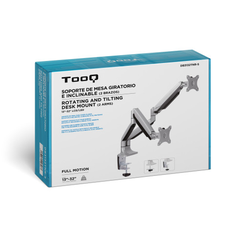 TooQ Soporte de Mesa Giratorio e Inclinable para 2 Pantallas - Imagen 13
